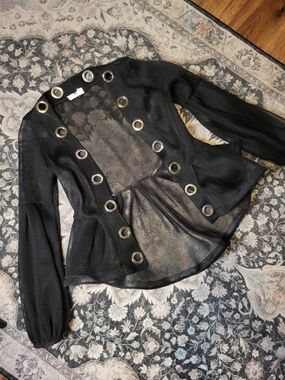 Black Mesh Lace-Up Women's Jacket